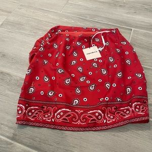 NWT Superdown Skirt Red Darby Mini Paisley Small